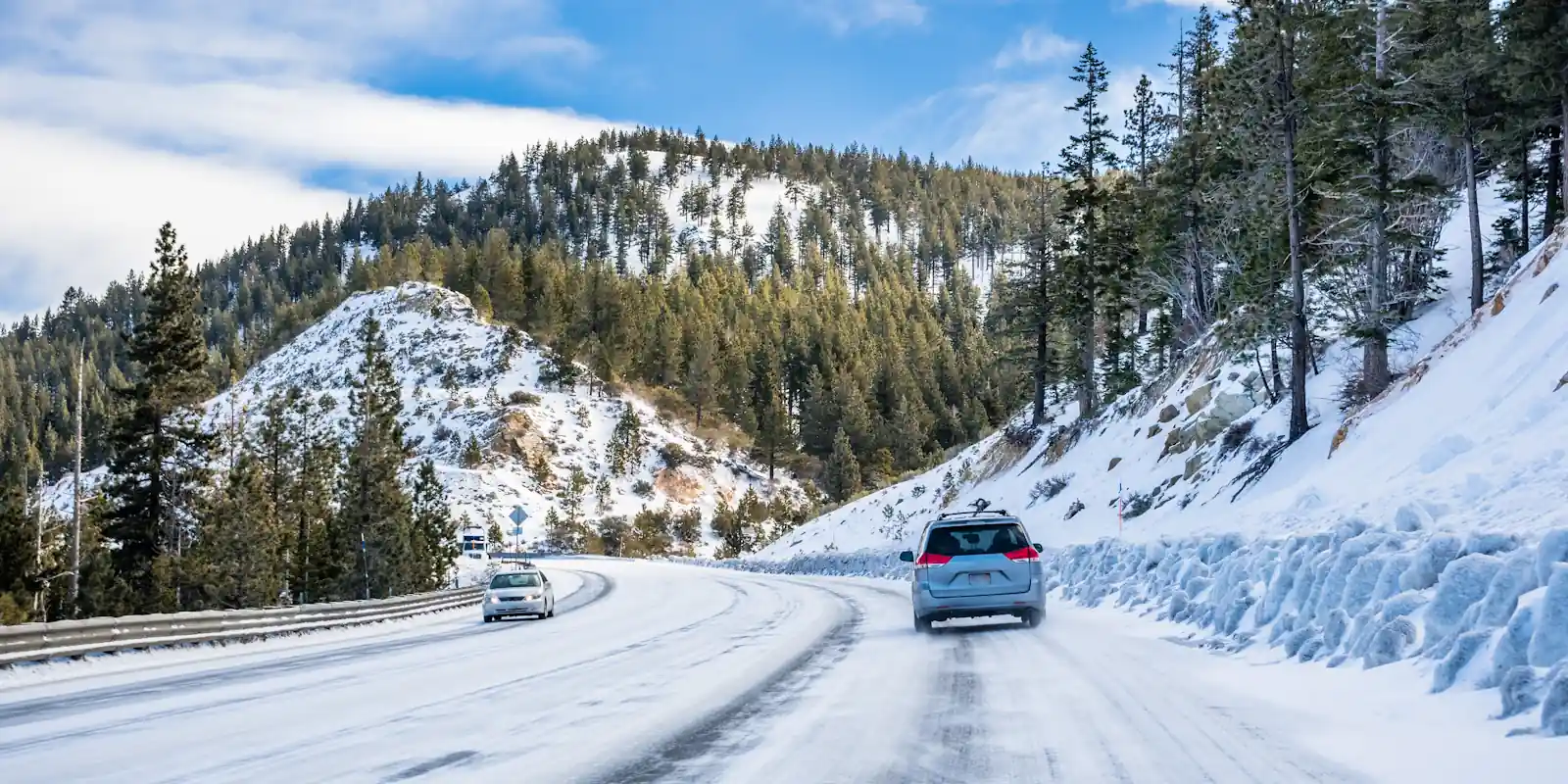 Snowy mountain road