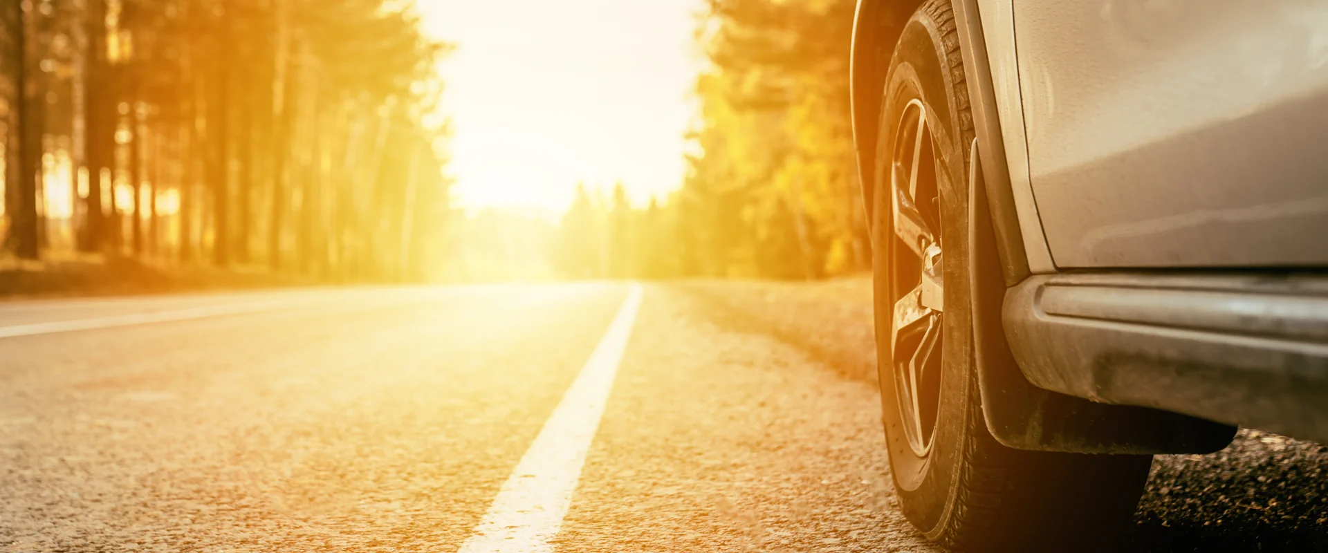 Tyre on hot road